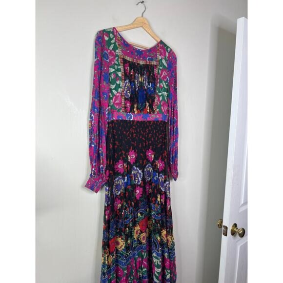 NEW Anthropologie Moulinette Soeurs Emporia Boho Lined Pink Maxi Dress Size: 6 - Picture 3 of 7